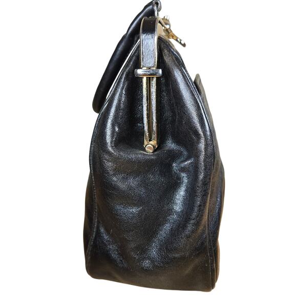 Vintage Oroton Australian Genuine Cowhide Leather Top Handle Bag Black Purse - Picture 8 of 14